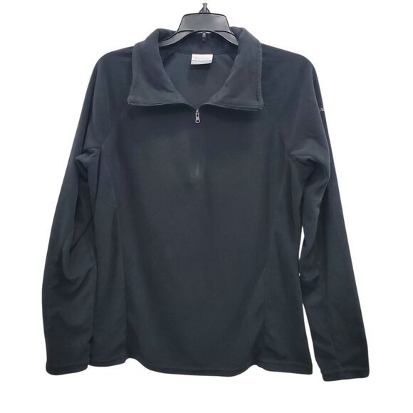 Columbia Women's Black Fleece 1/4 Zip Mock Neck Pullover Base‎ Layer Size L - Picture 1 of 5